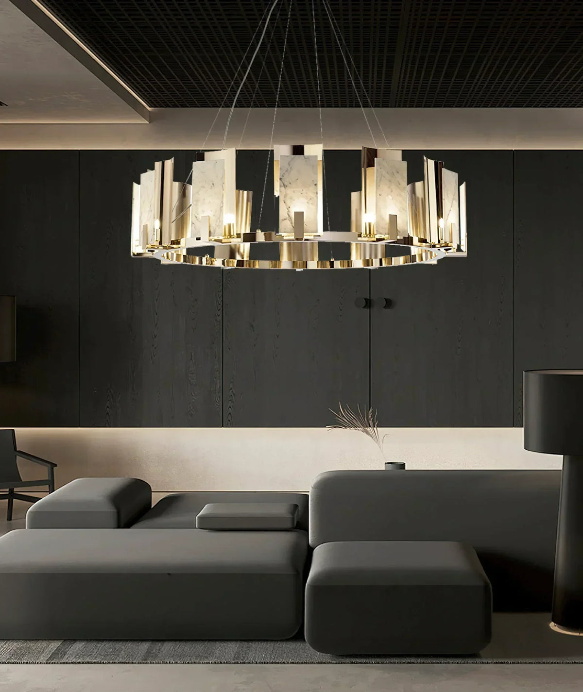 Modern Alabaster Jessie Round Chandelier – Alabaster detail 8