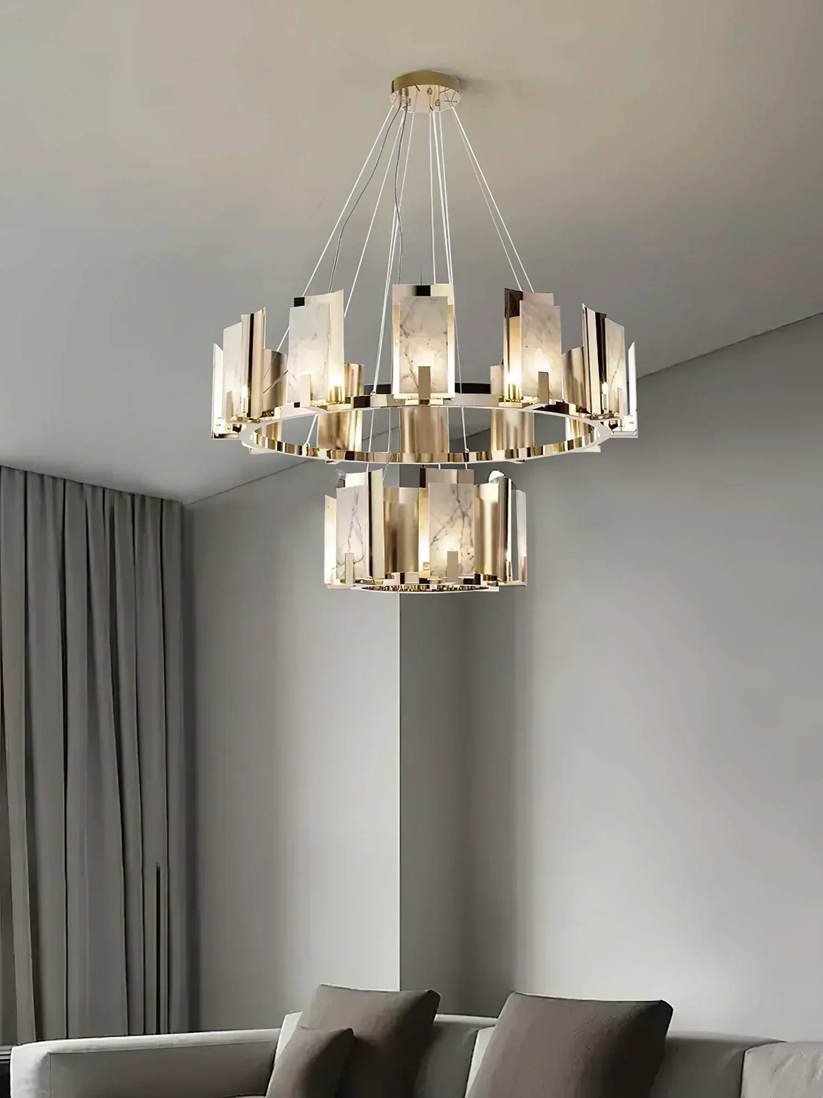 Modern Alabaster Jessie Round Chandelier – Alabaster detail 7