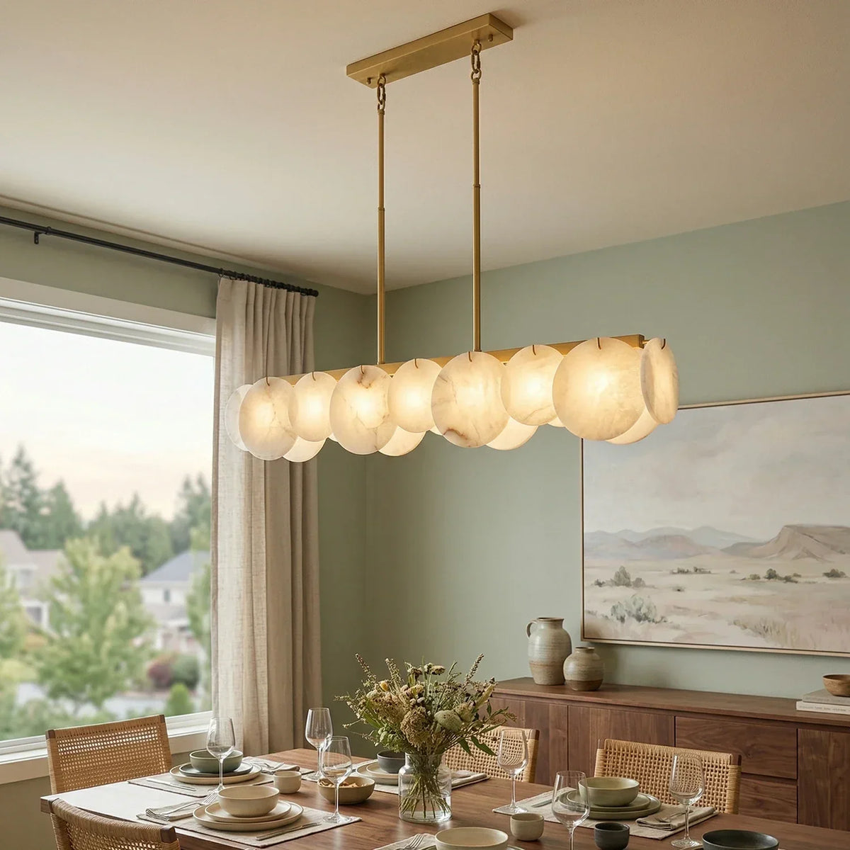 Modern Alabaster Linear Chandelier – Alabaster detail 2