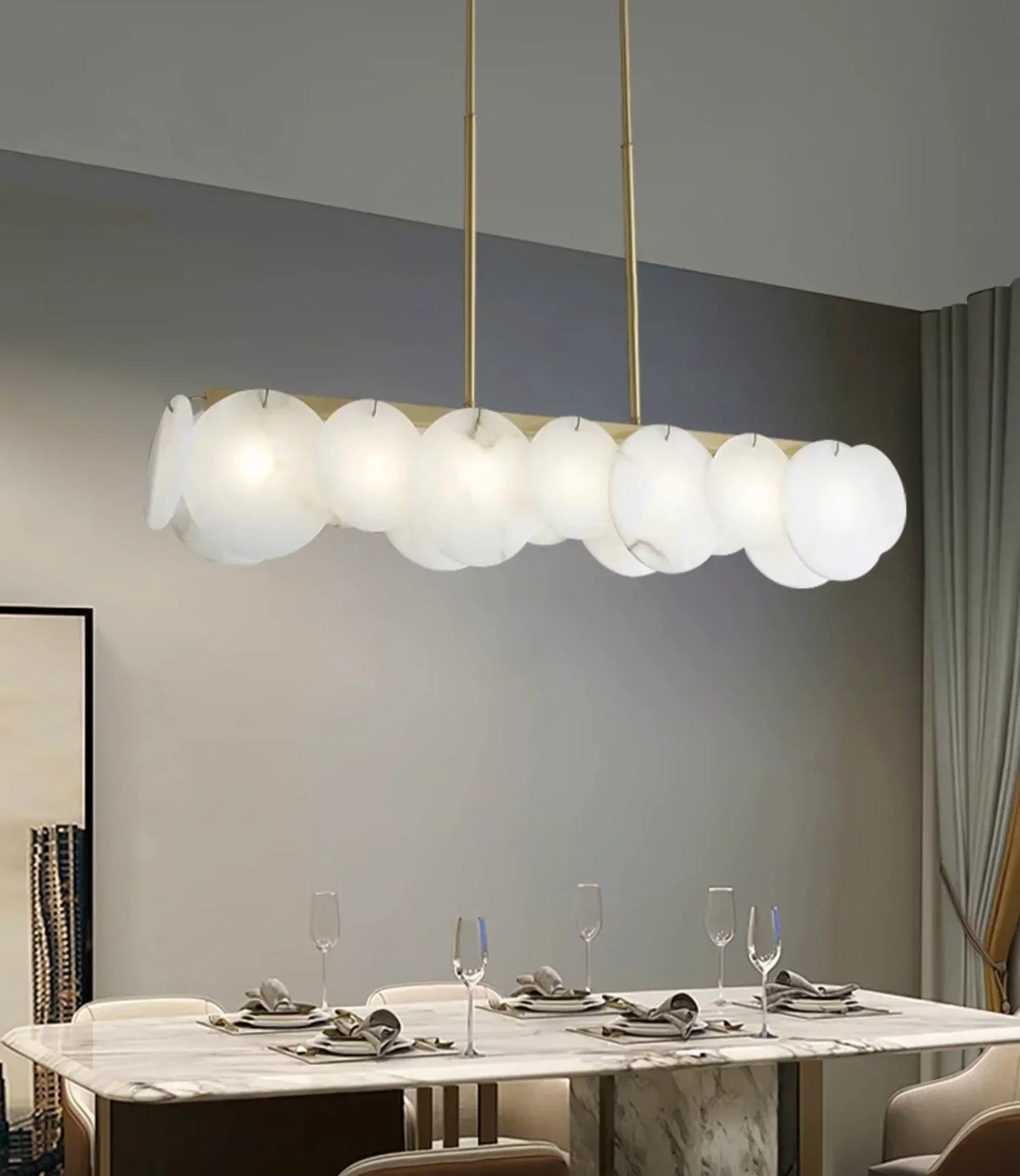 Modern Alabaster Linear Chandelier – Alabaster detail 6