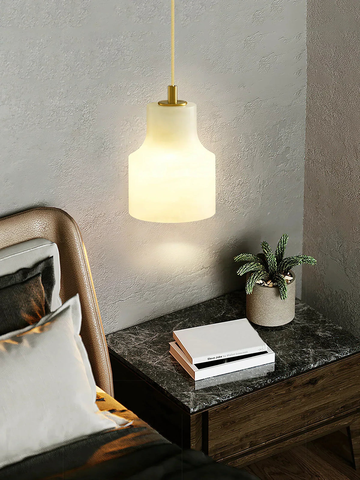 Modern Alabaster Millson Pendnat Light – Alabaster detail 11