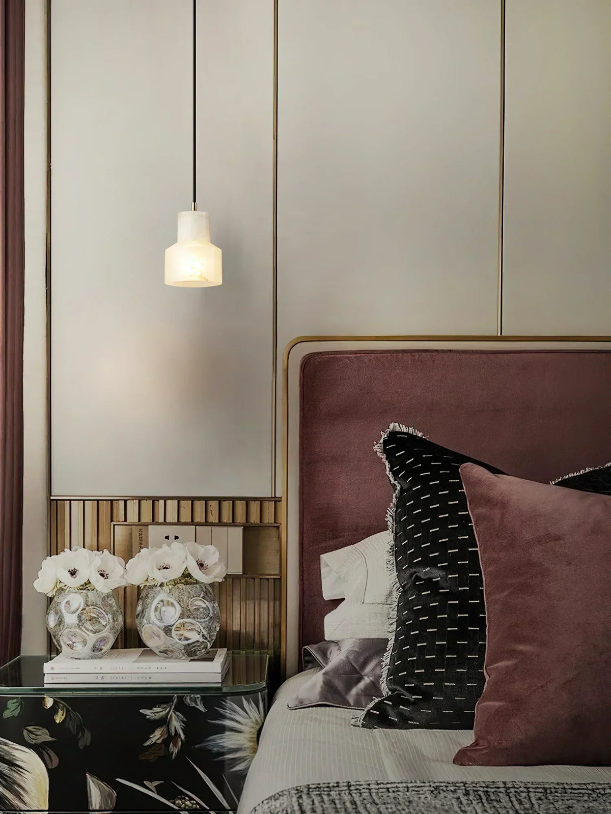 Modern Alabaster Millson Pendnat Light – Alabaster detail 5
