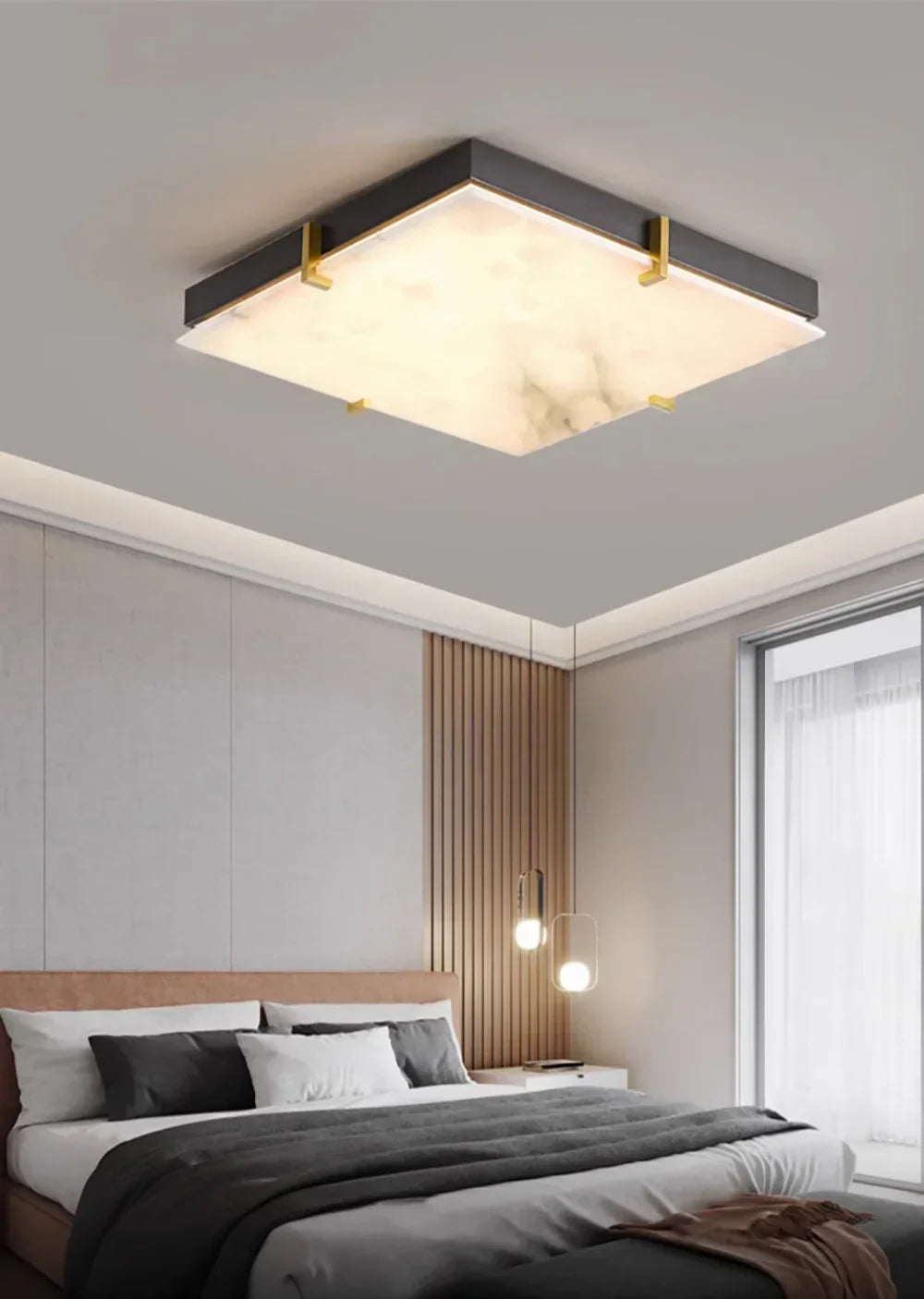 Alabaster Black Square Ceiling Lamp – Alabaster detail 3