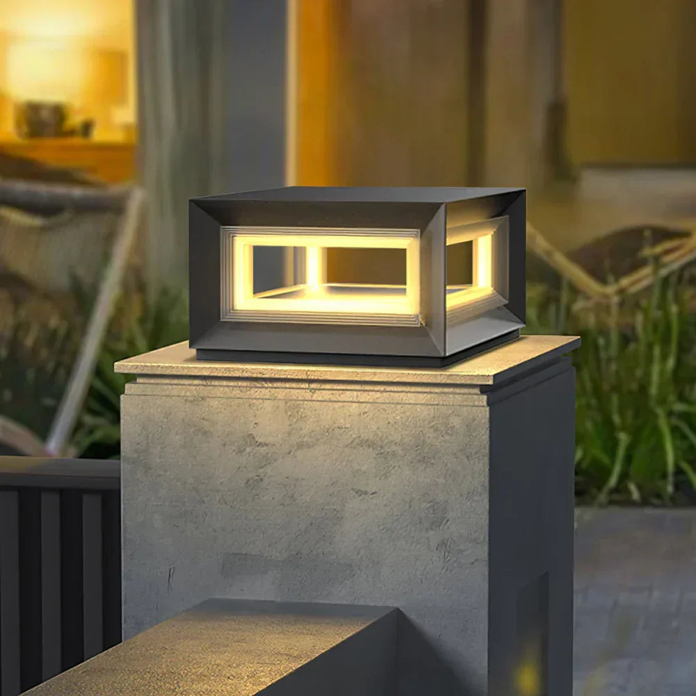 Modern Black Cube Outdoor Lamp Acrylic – Acrylic detail 2