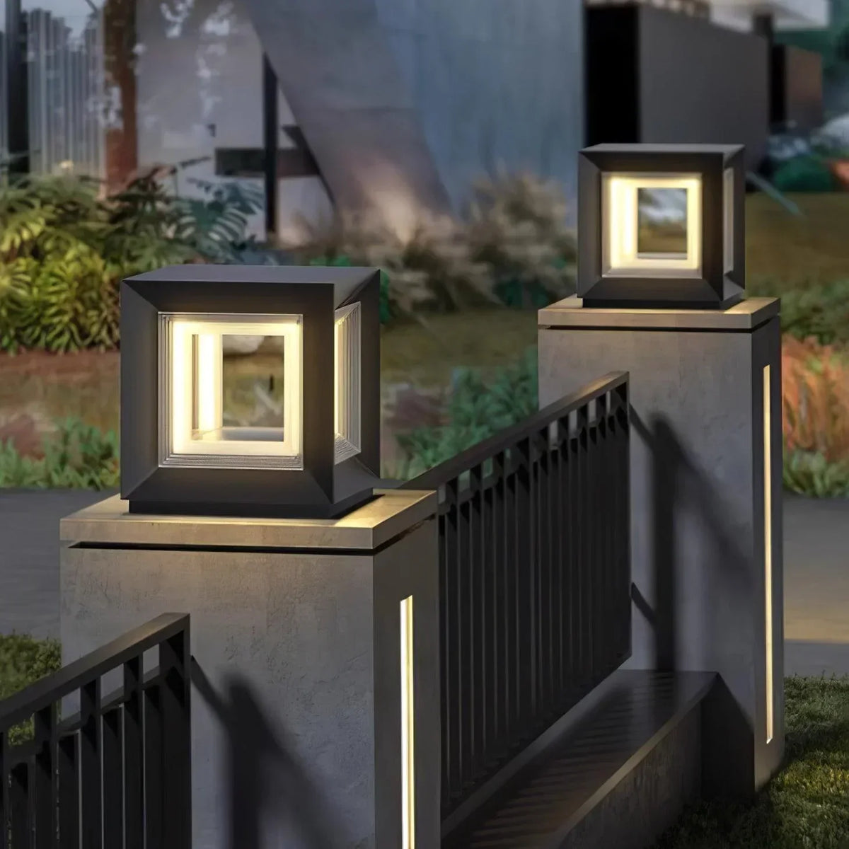 Modern Black Cube Outdoor Lamp Acrylic – Acrylic detail 6