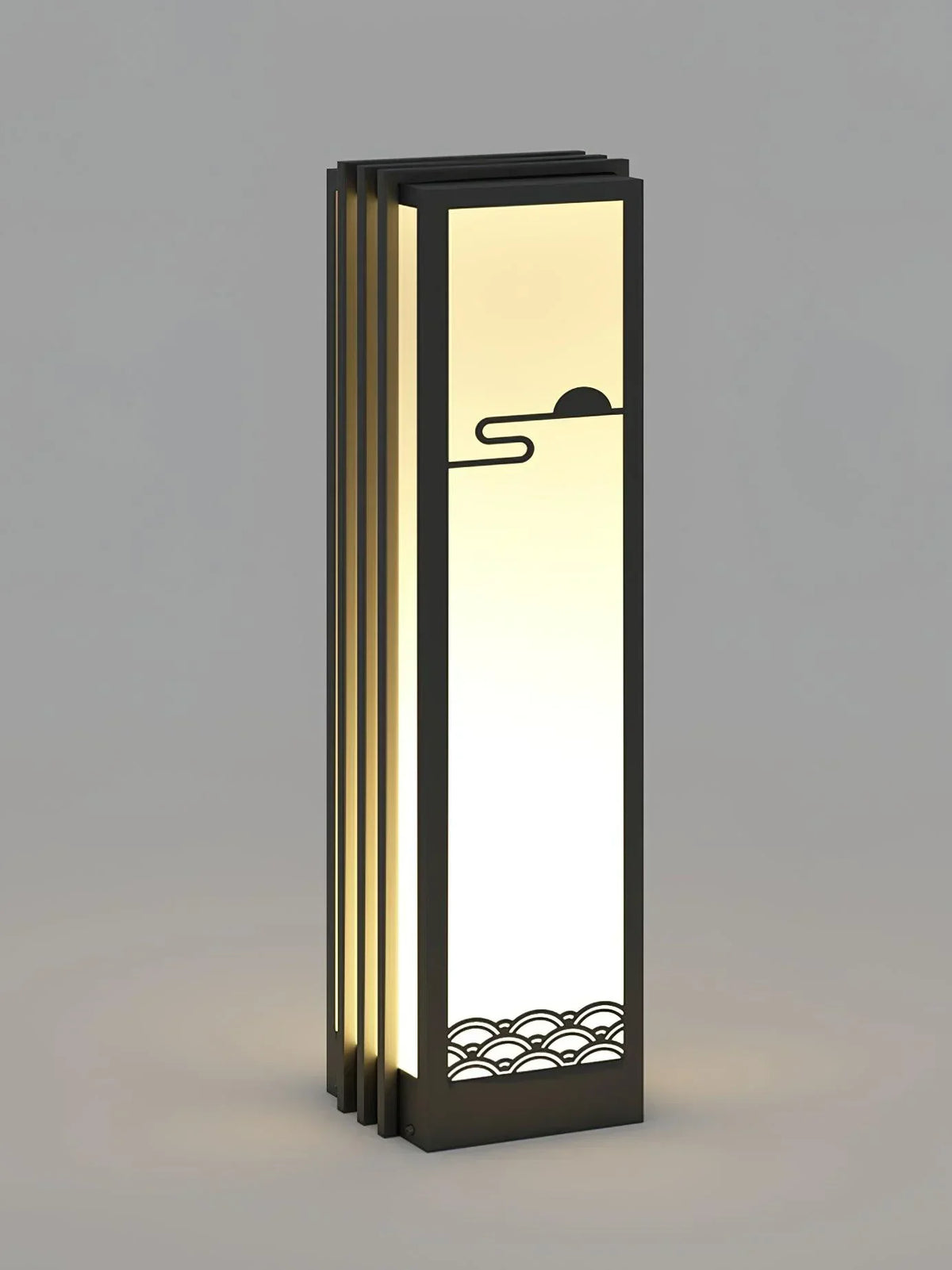 Modern Black Sunrise Pattern Outdoor Steel Light – Steel detail 12