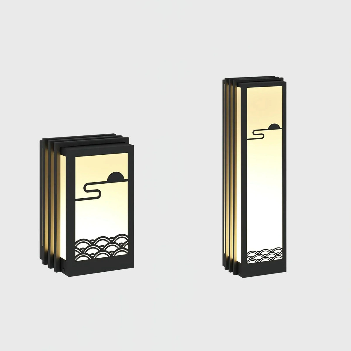 Modern Black Sunrise Pattern Outdoor Steel Light – Steel detail 15