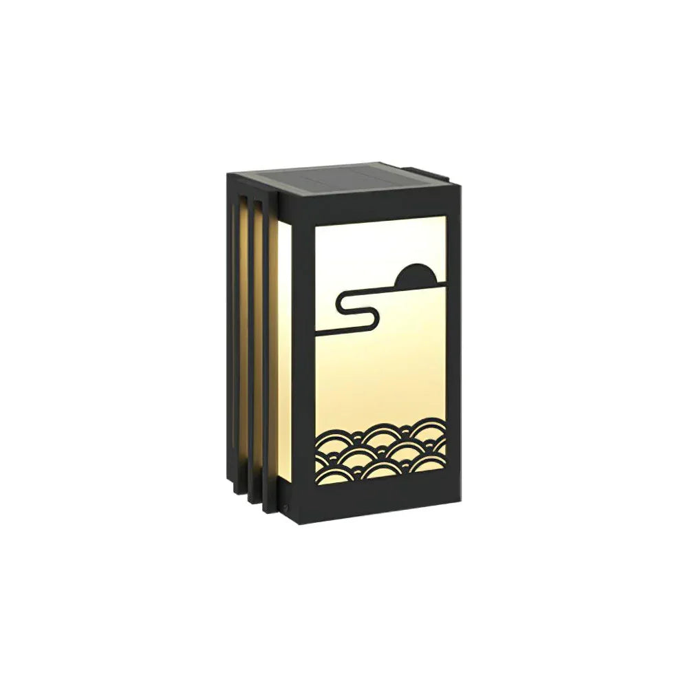 Modern Black Sunrise Pattern Outdoor Steel Light – Steel detail 20