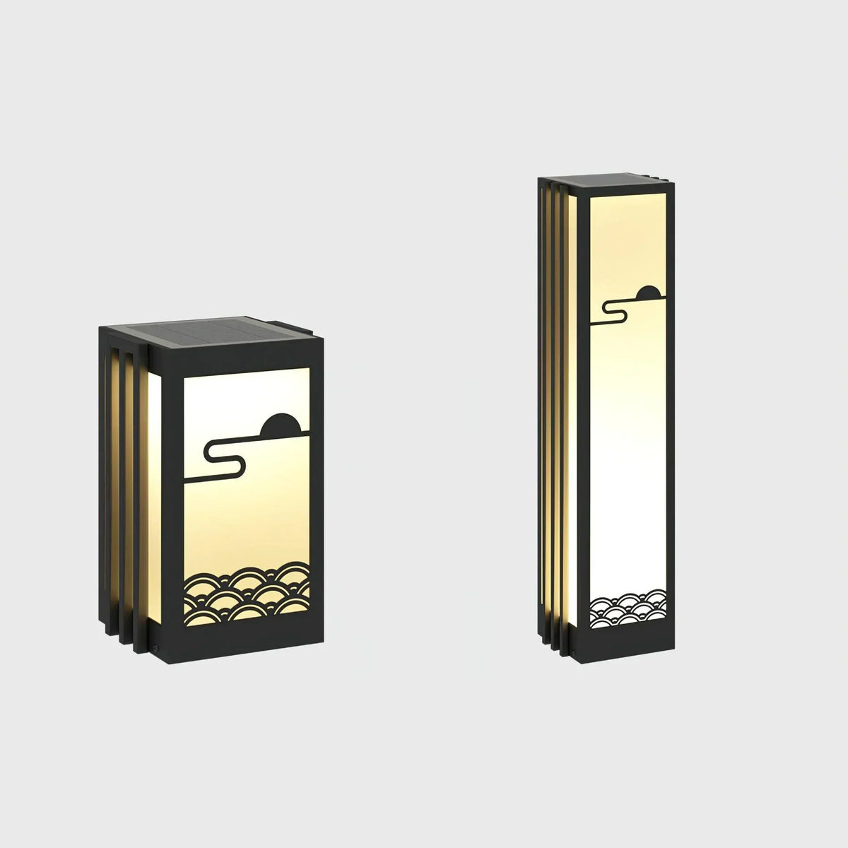 Modern Black Sunrise Pattern Outdoor Steel Light – Steel detail 16