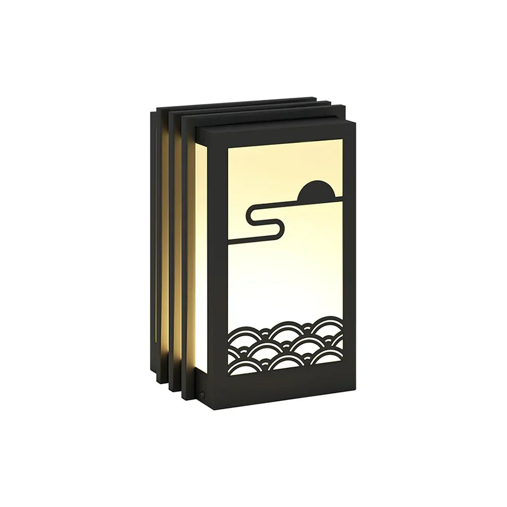 Modern Black Sunrise Pattern Outdoor Steel Light – Steel detail 21