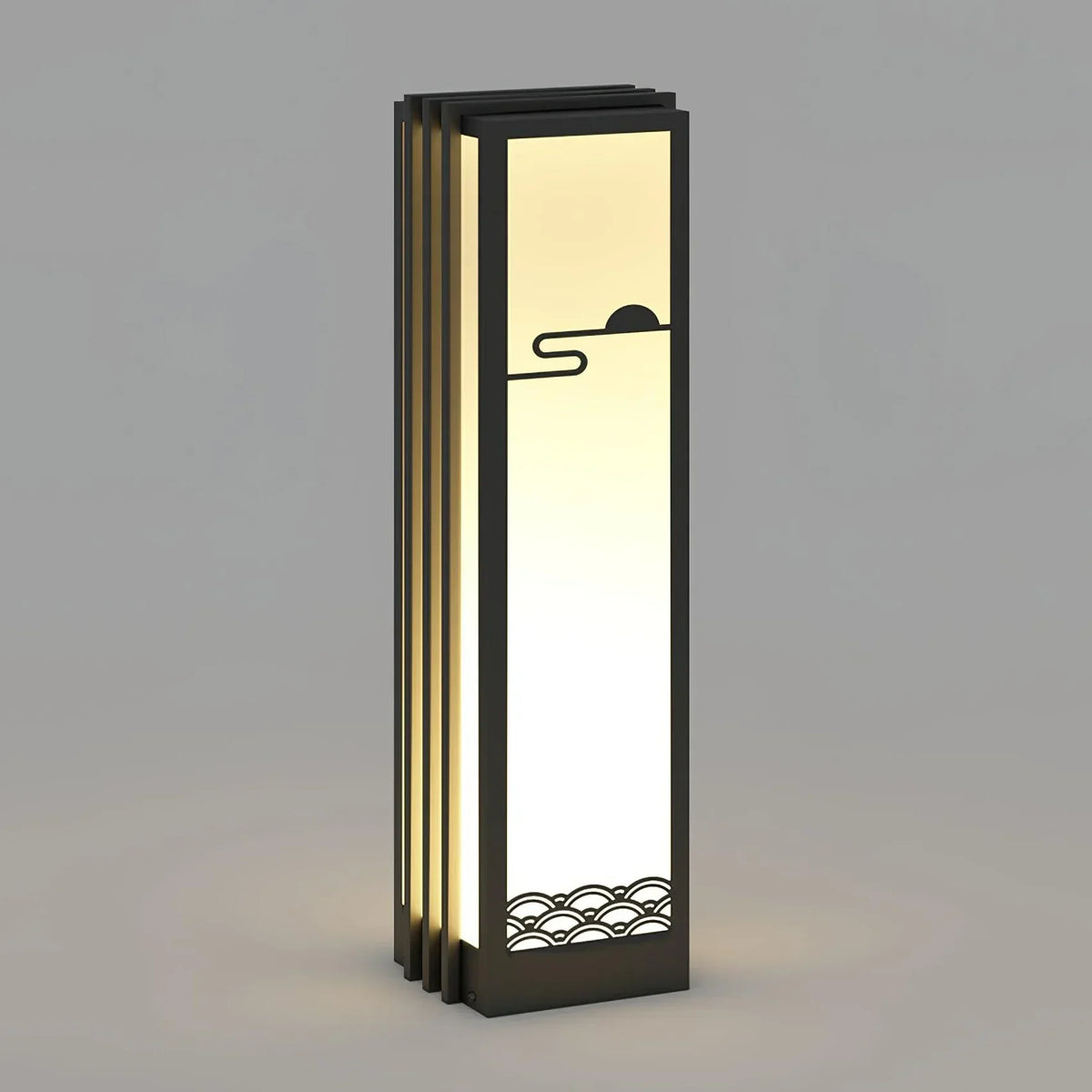 Modern Black Sunrise Pattern Outdoor Steel Light – Steel detail 18