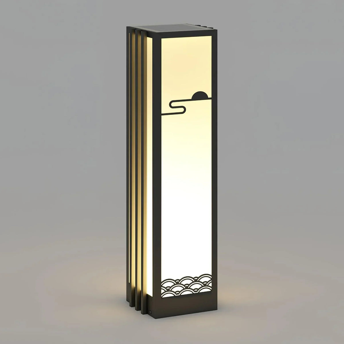 Modern Black Sunrise Pattern Outdoor Steel Light – Steel detail 19