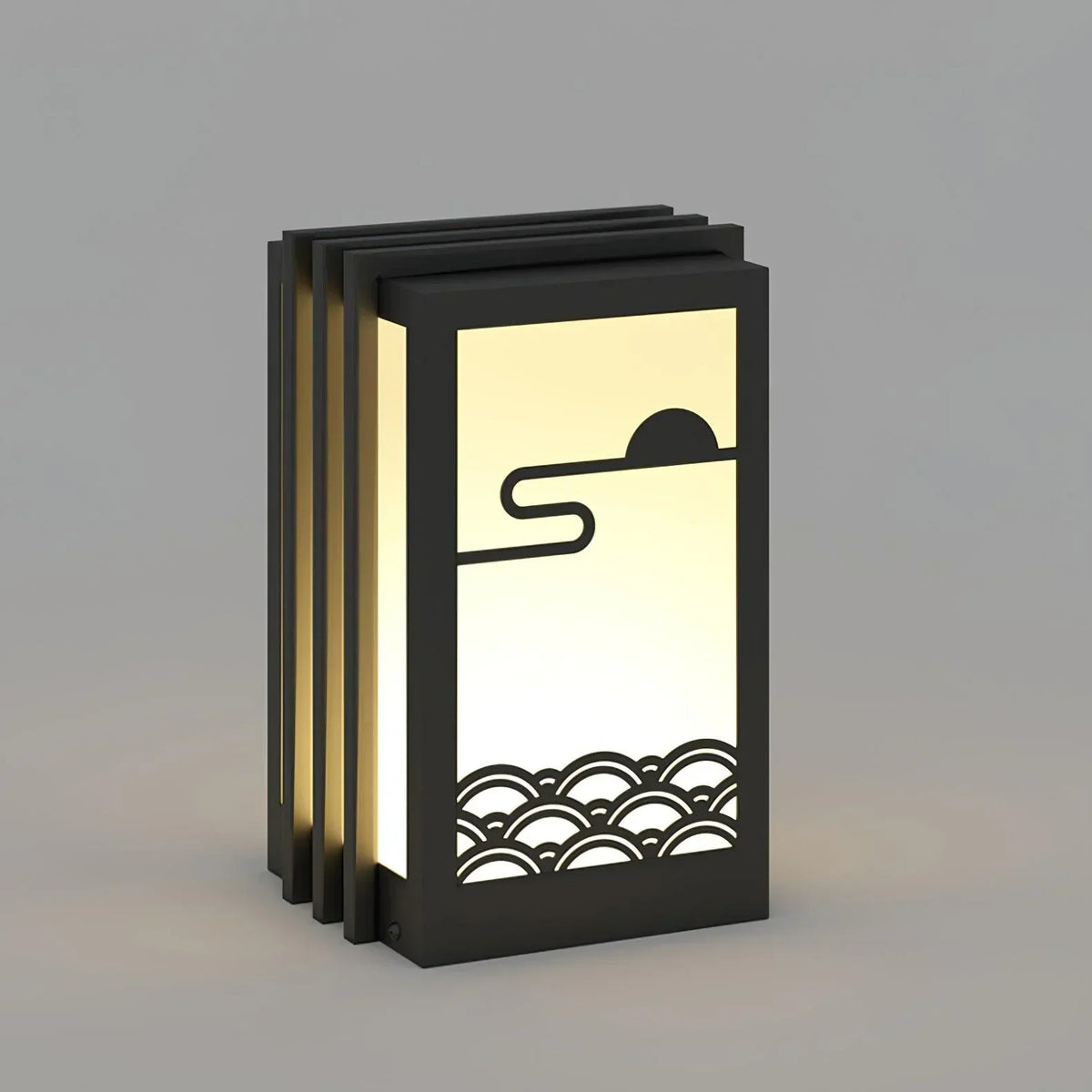 Modern Black Sunrise Pattern Outdoor Steel Light – Steel detail 14