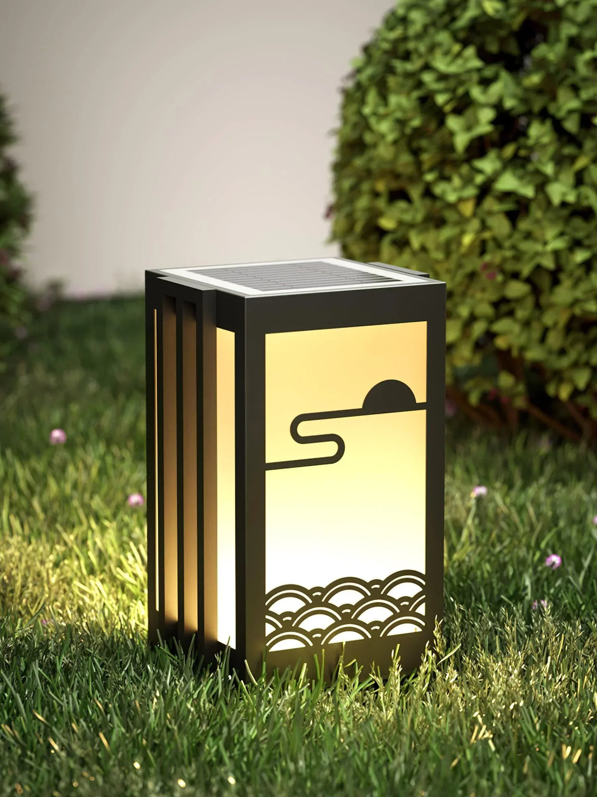 Modern Black Sunrise Pattern Outdoor Steel Light – Steel detail 11