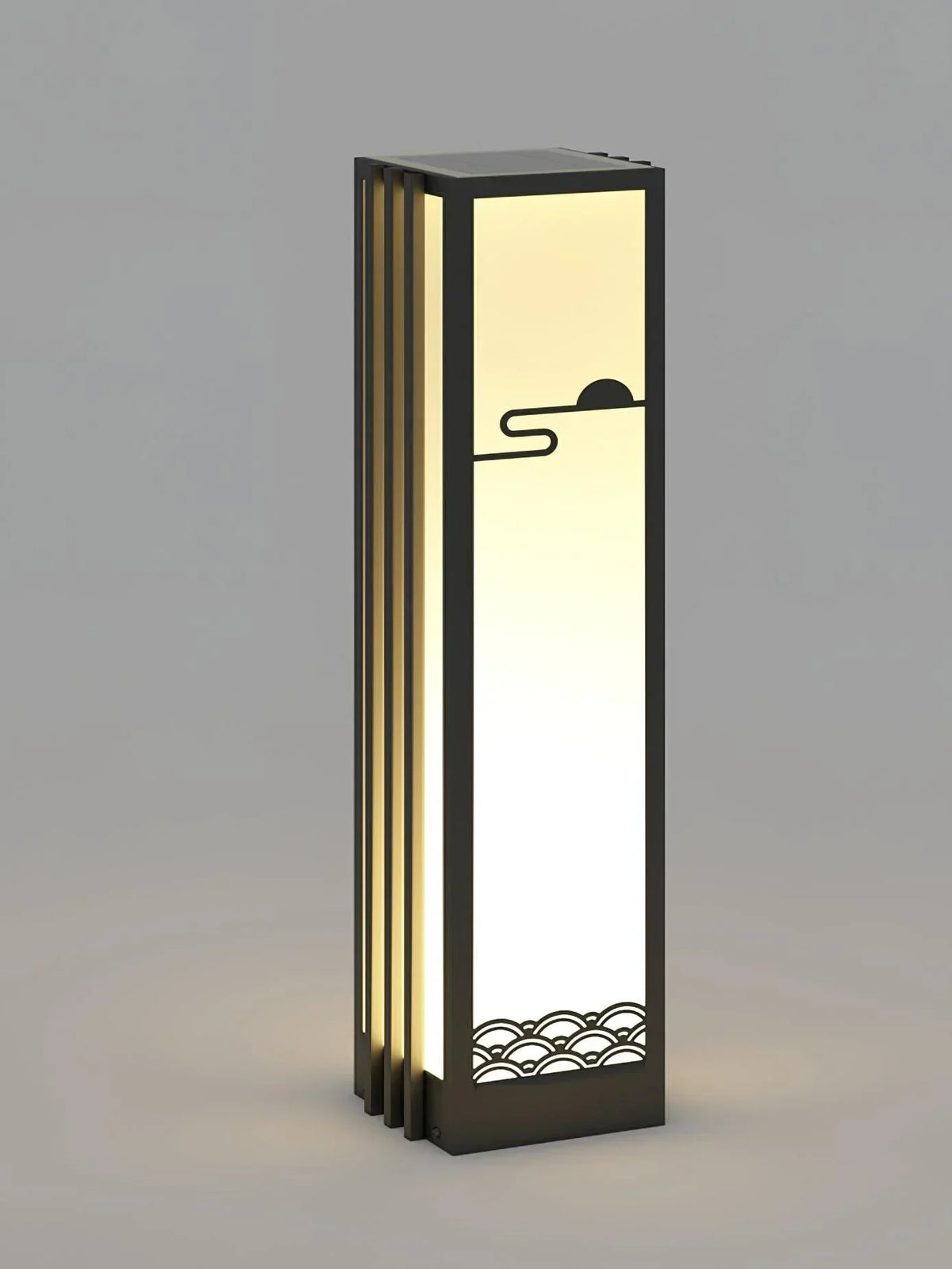 Modern Black Sunrise Pattern Outdoor Steel Light – Steel detail 13