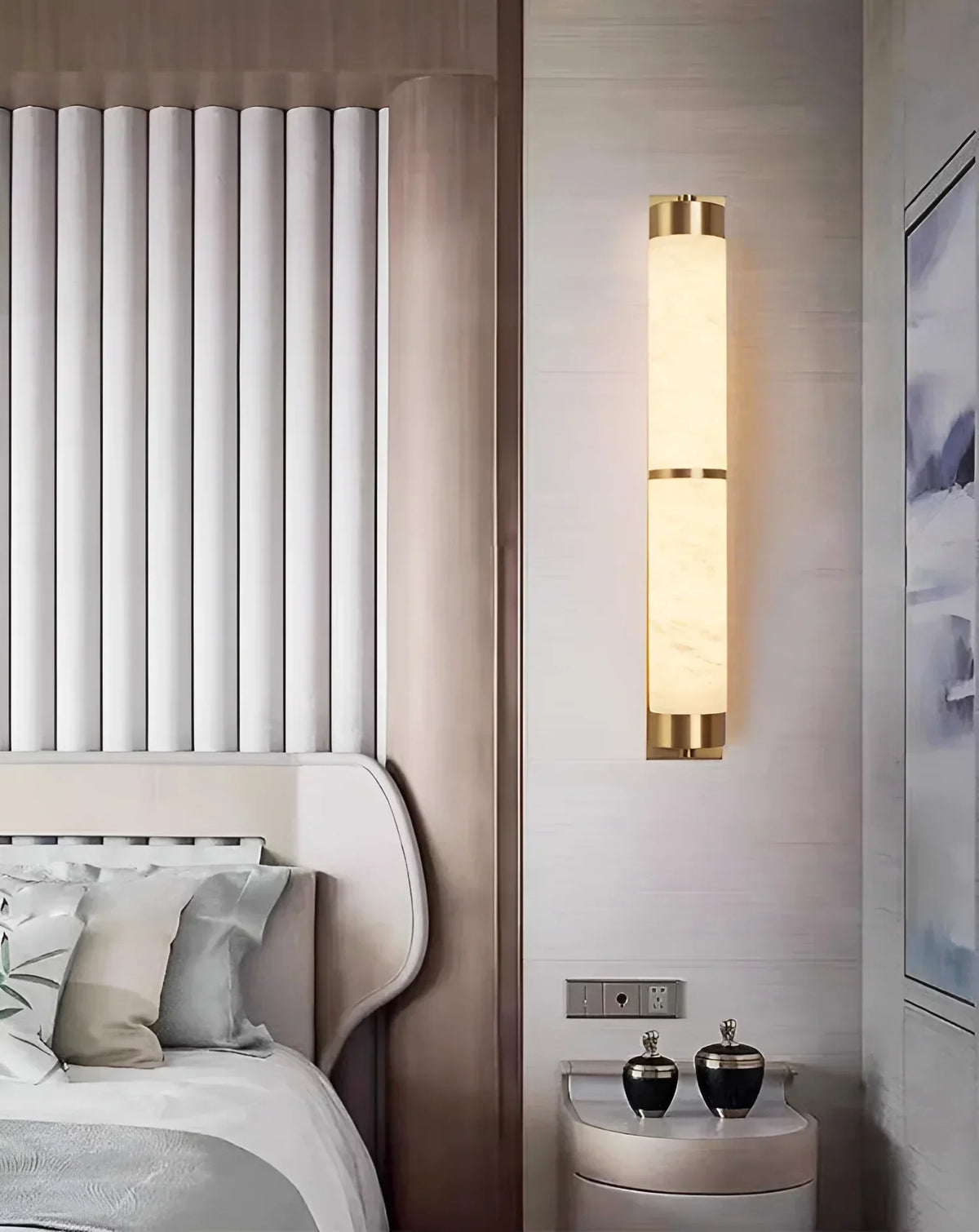 Cylindra Alabaster Brass Wall Light – Alabaster detail 23