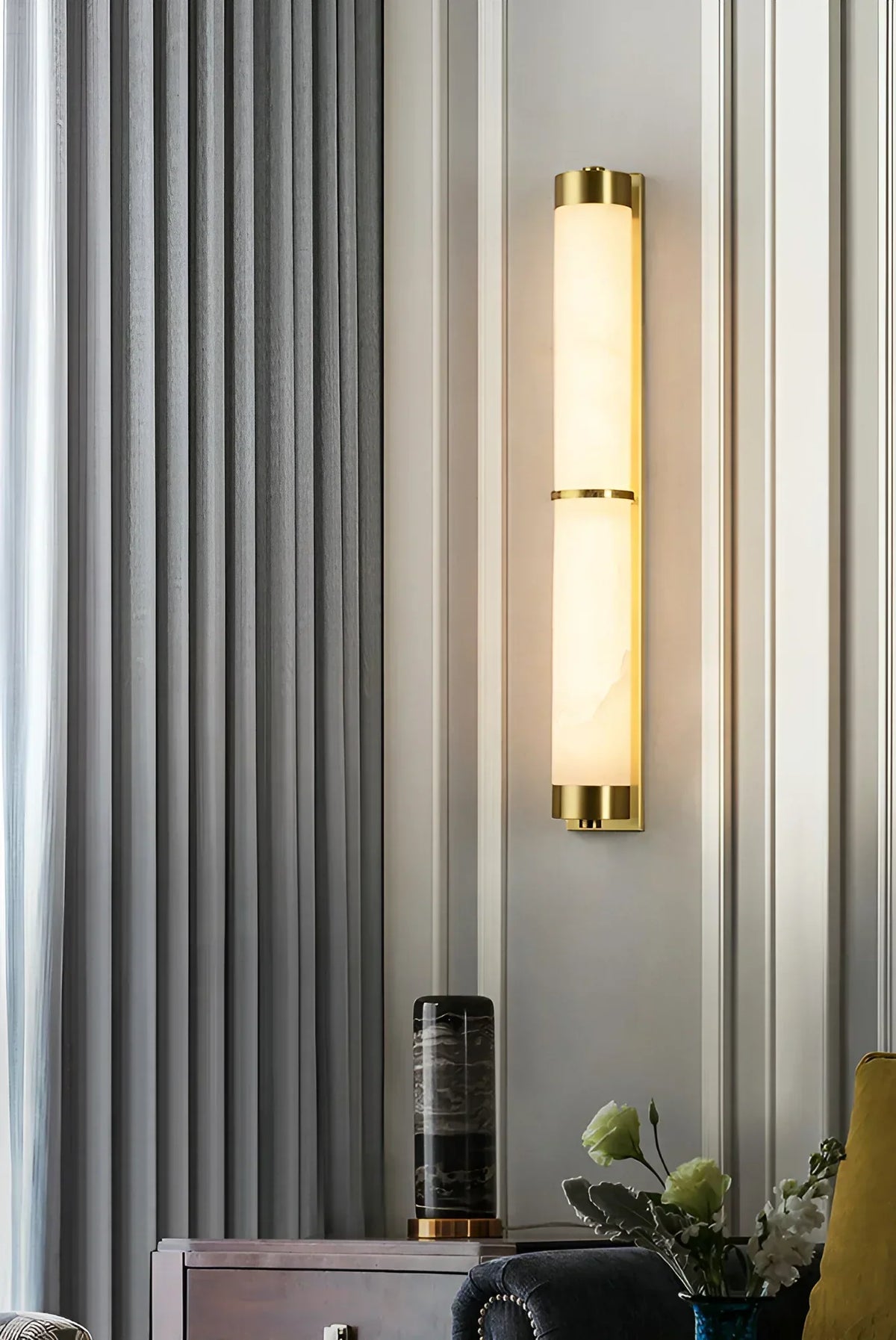 Cylindra Alabaster Brass Wall Light – Alabaster detail 24