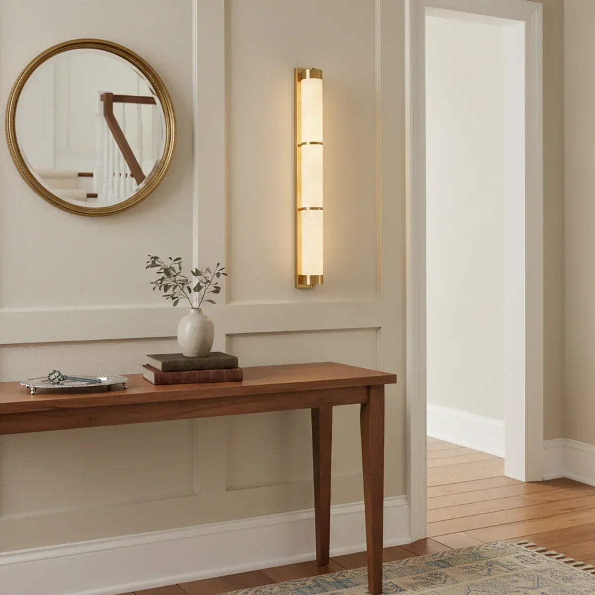 Cylindra Alabaster Brass Wall Light – Alabaster detail 5