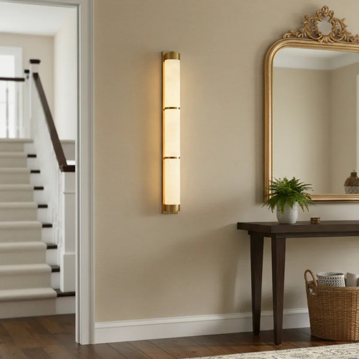 Cylindra Alabaster Brass Wall Light – Alabaster detail 2