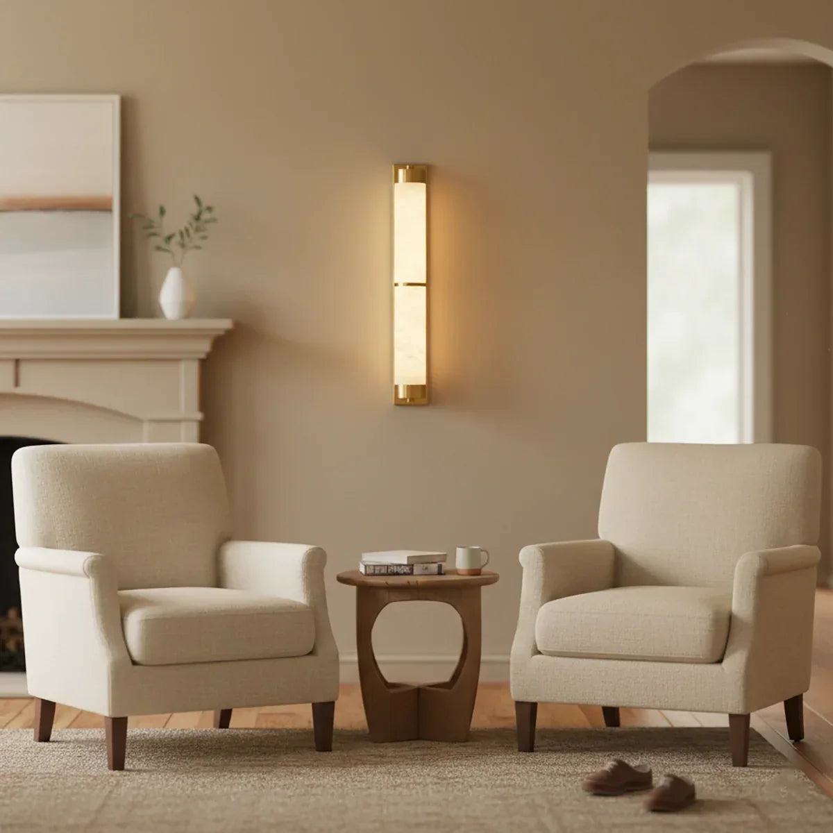 Cylindra Alabaster Brass Wall Light – Alabaster detail 12
