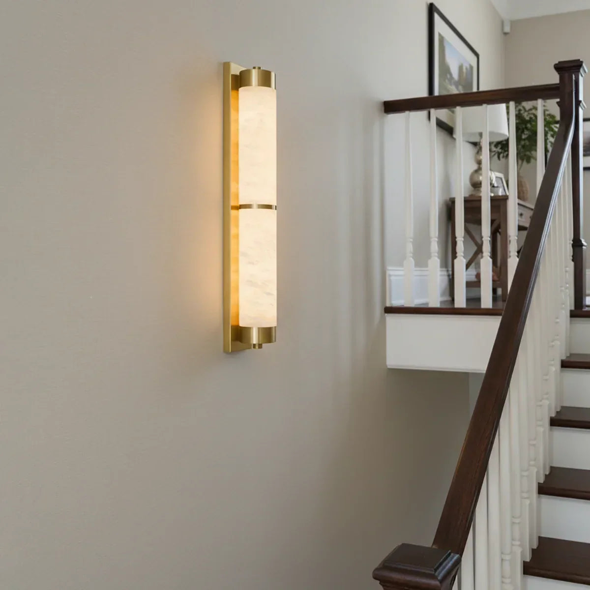 Cylindra Alabaster Brass Wall Light – Alabaster detail 14