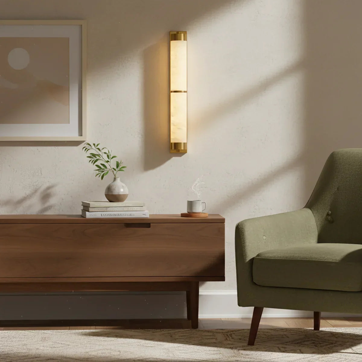 Cylindra Alabaster Brass Wall Light – Alabaster detail 10