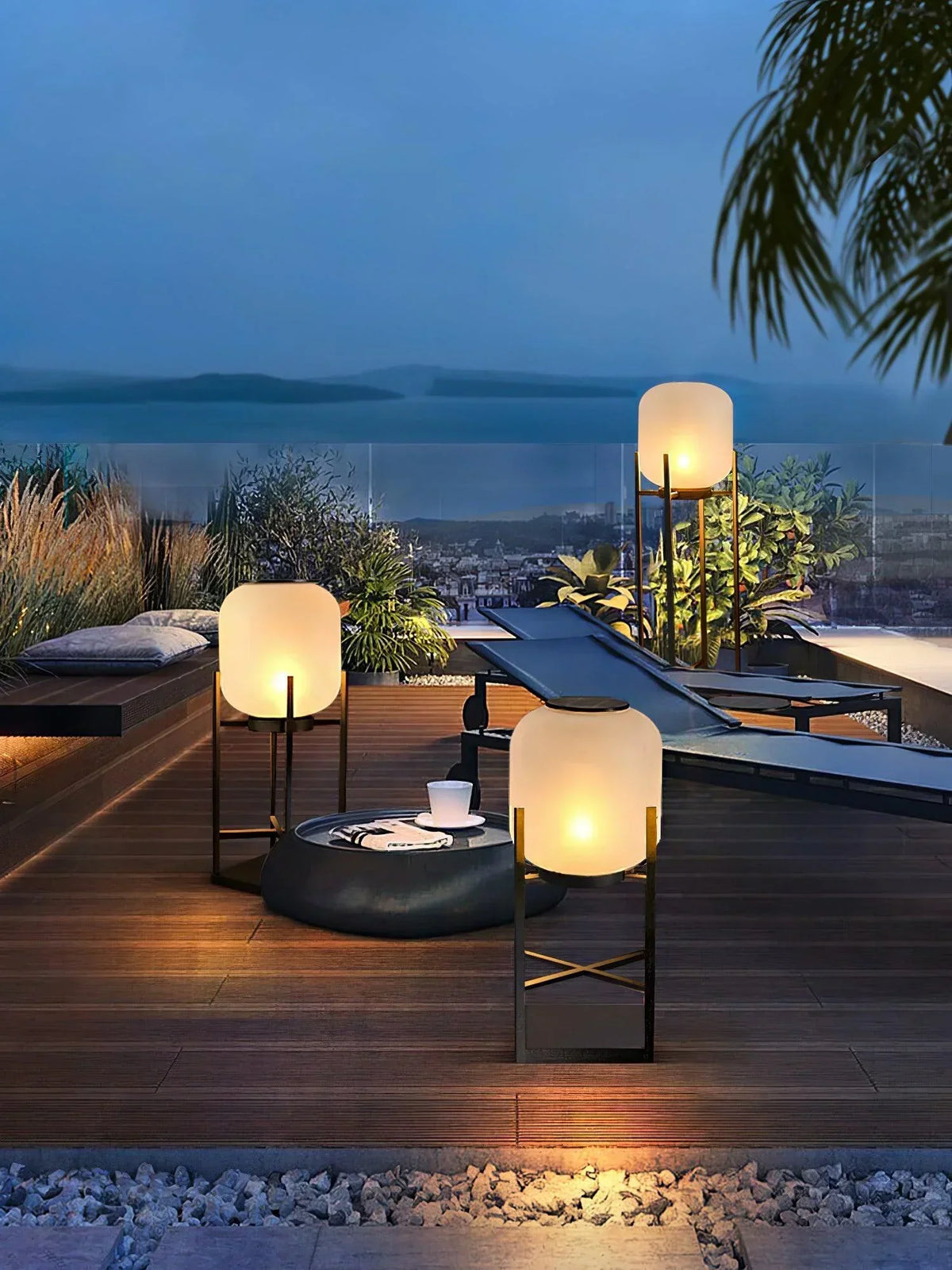 Modern Lantern Outdoor Glass Floor Lamp – Glass detail 6