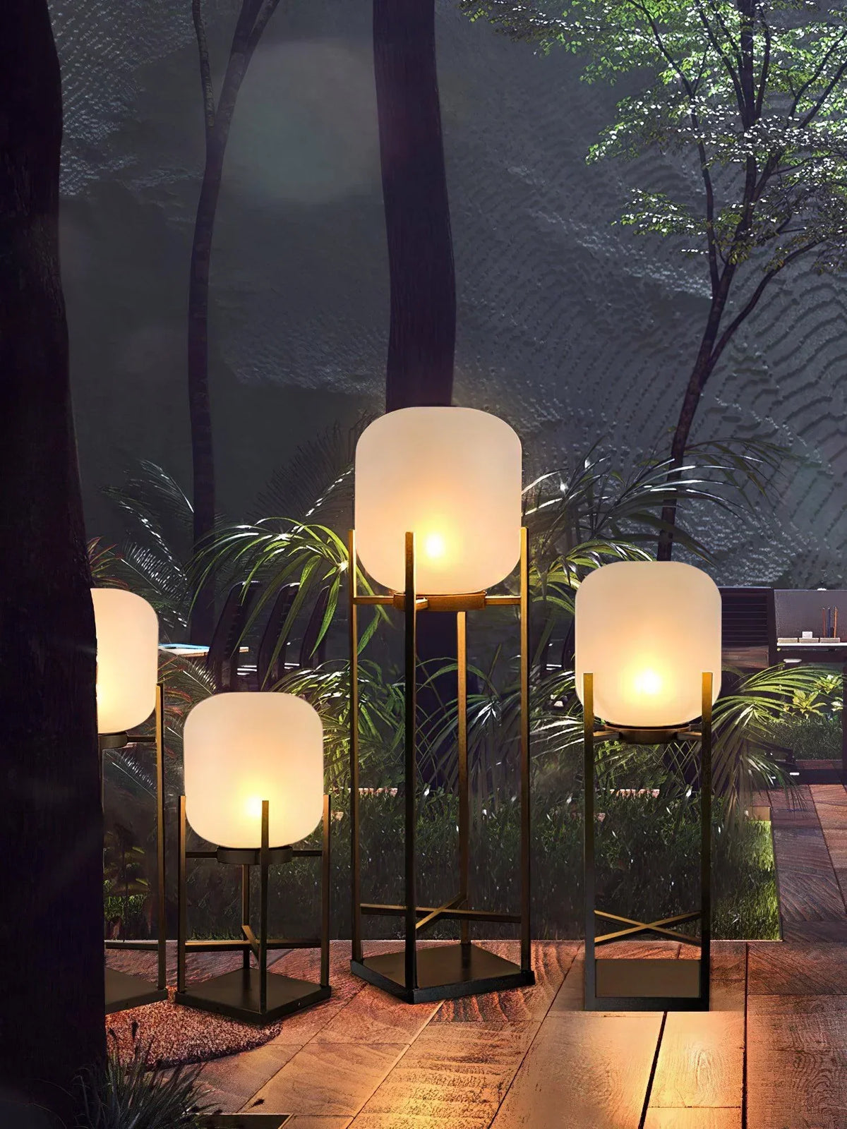 Modern Lantern Outdoor Glass Floor Lamp – Glass detail 8