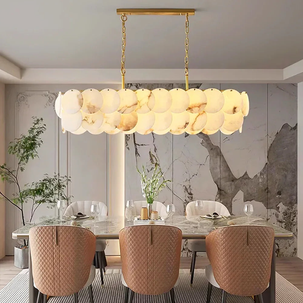 Modern Round Alabaste Alabaster Chandelier – Alabaster detail 2