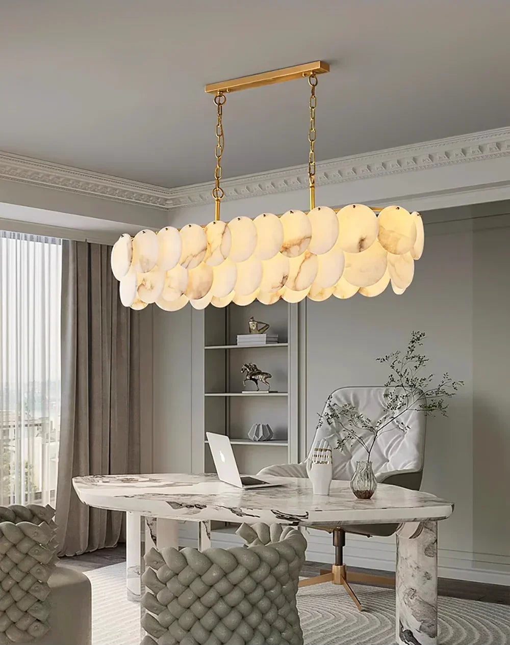Modern Round Alabaste Alabaster Chandelier – Alabaster detail 8
