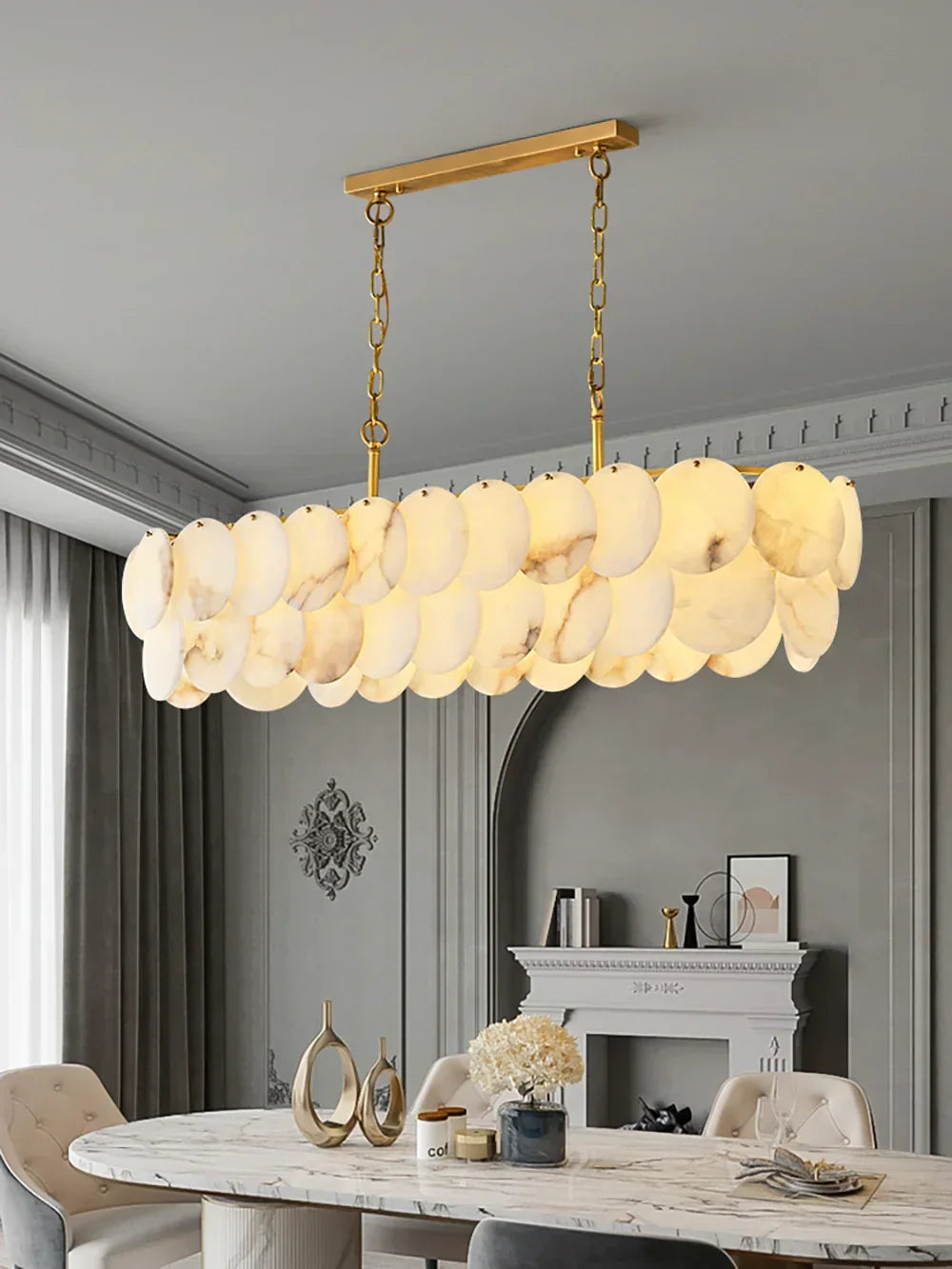 Modern Round Alabaste Alabaster Chandelier – Alabaster detail 10