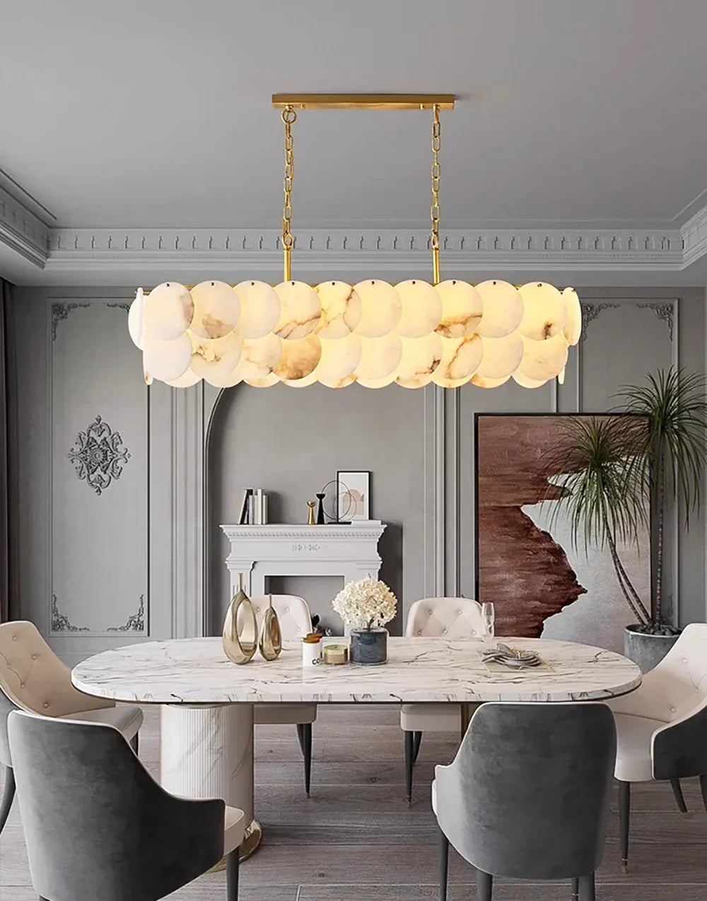 Modern Round Alabaste Alabaster Chandelier – Alabaster detail 7