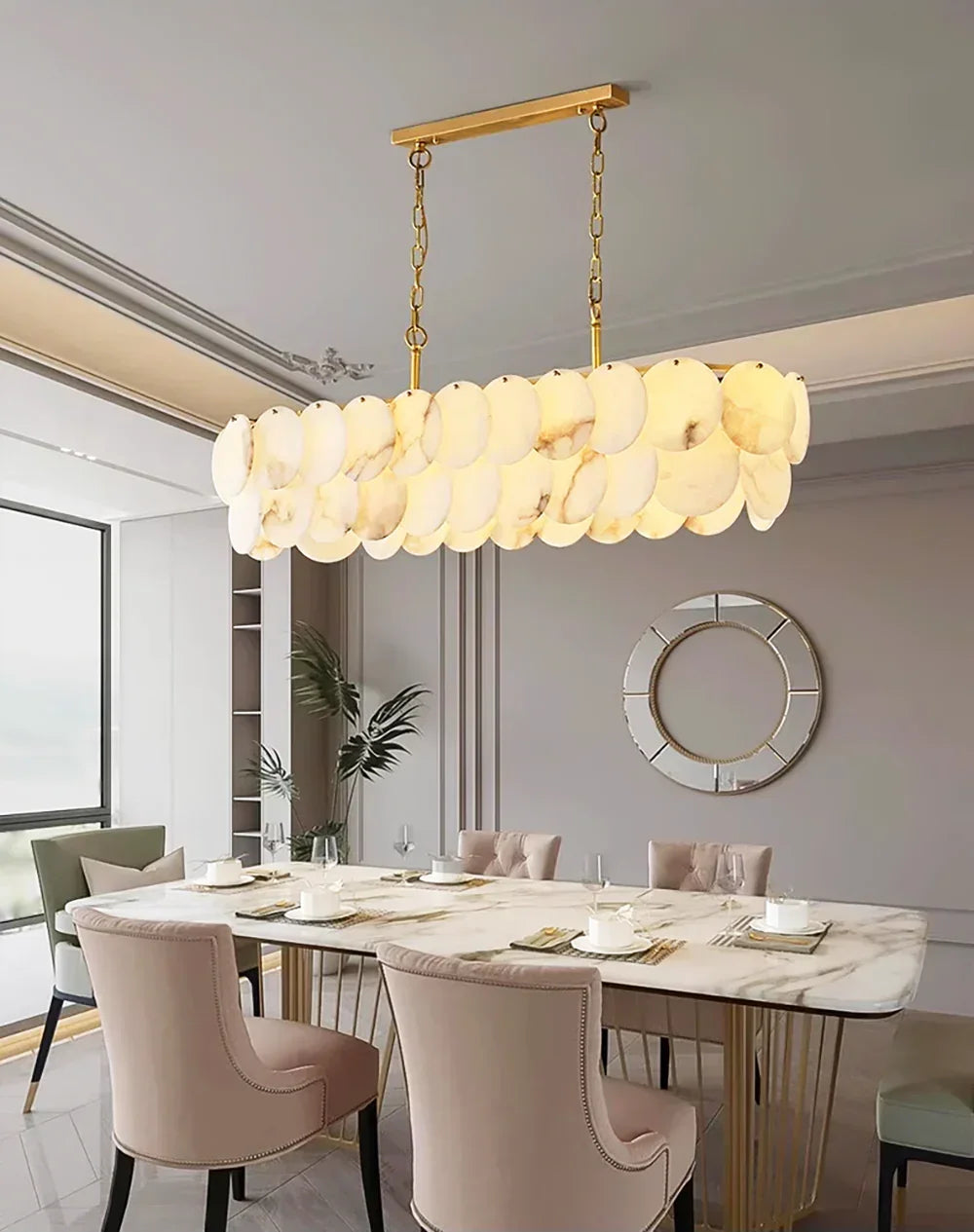 Modern Round Alabaste Alabaster Chandelier – Alabaster detail 6