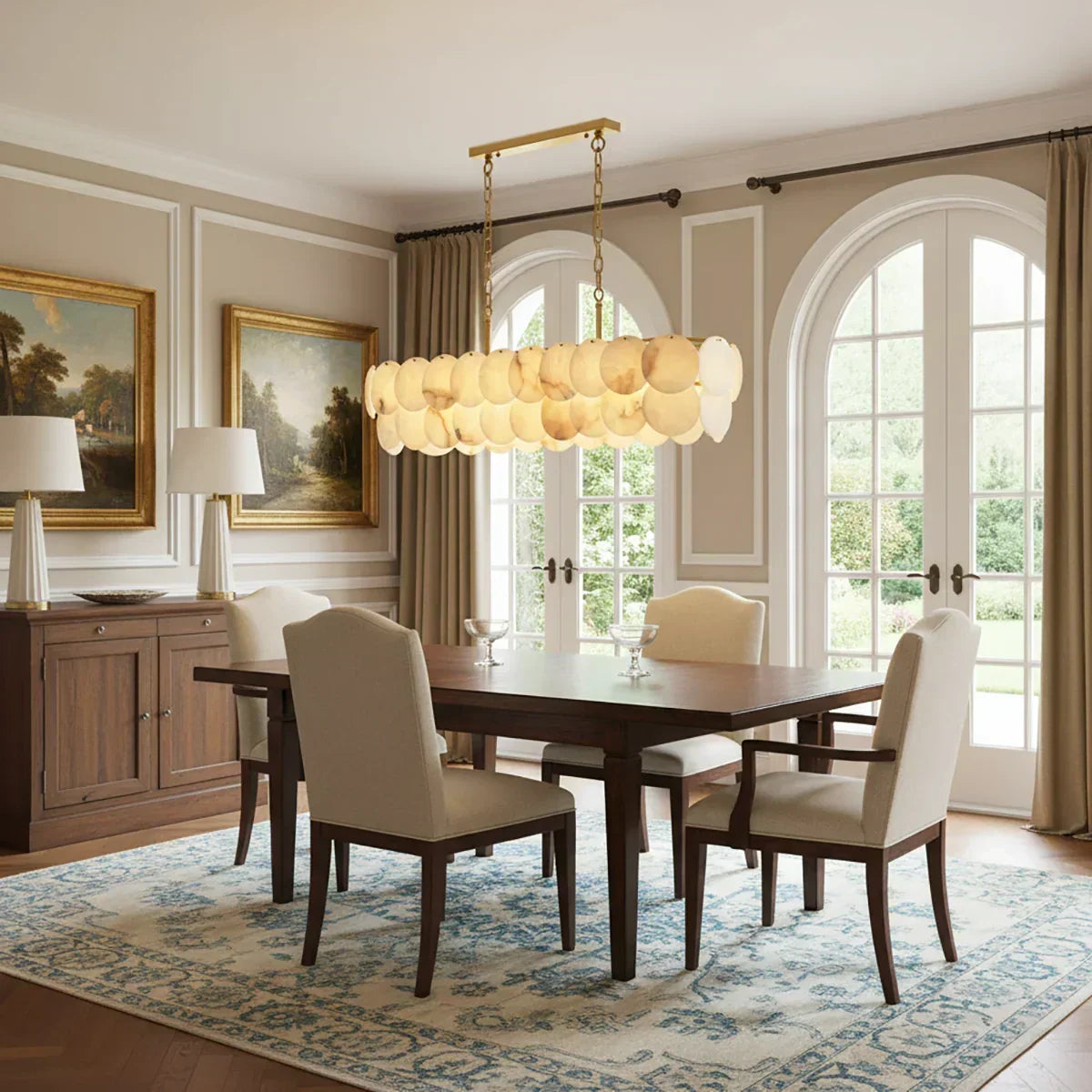 Modern Round Alabaste Alabaster Chandelier – Alabaster detail 4