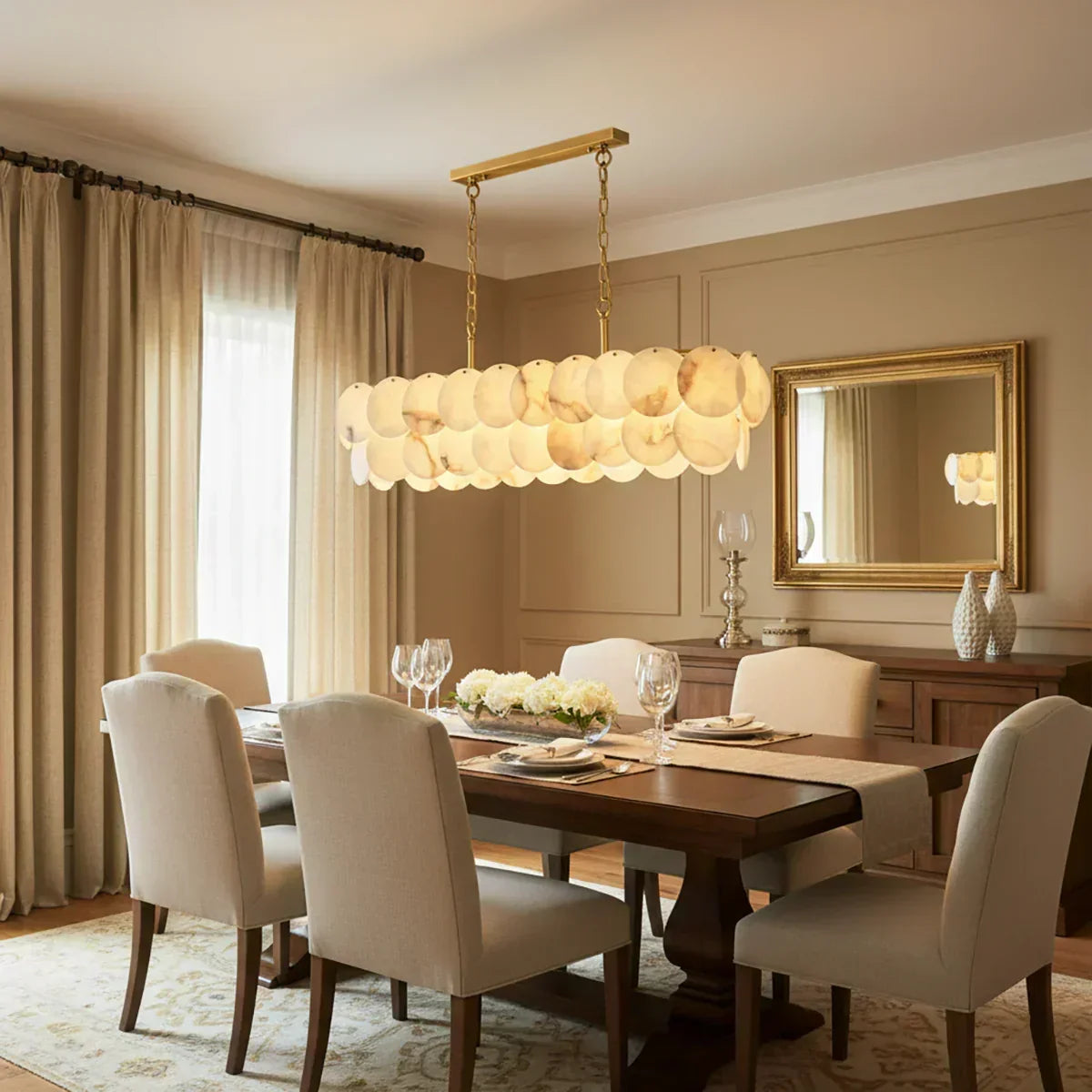 Modern Round Alabaste Alabaster Chandelier – Alabaster detail 3