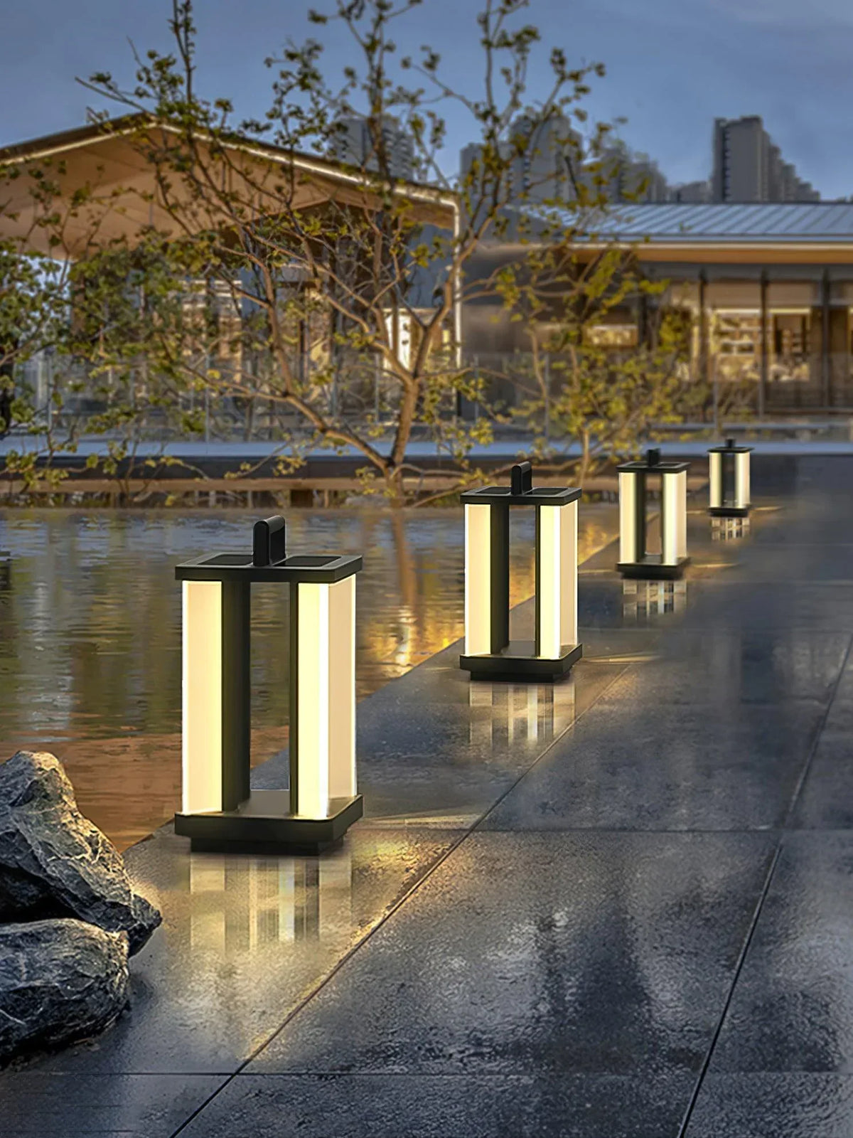 Modern Metroluxe Simple Outdoor Steel Light – Steel detail 8