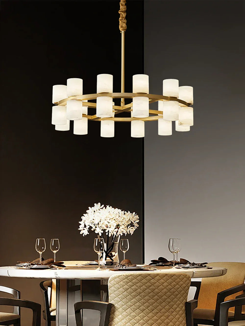 Modern Tabitha Alabaster Chandelier – Alabaster detail 4
