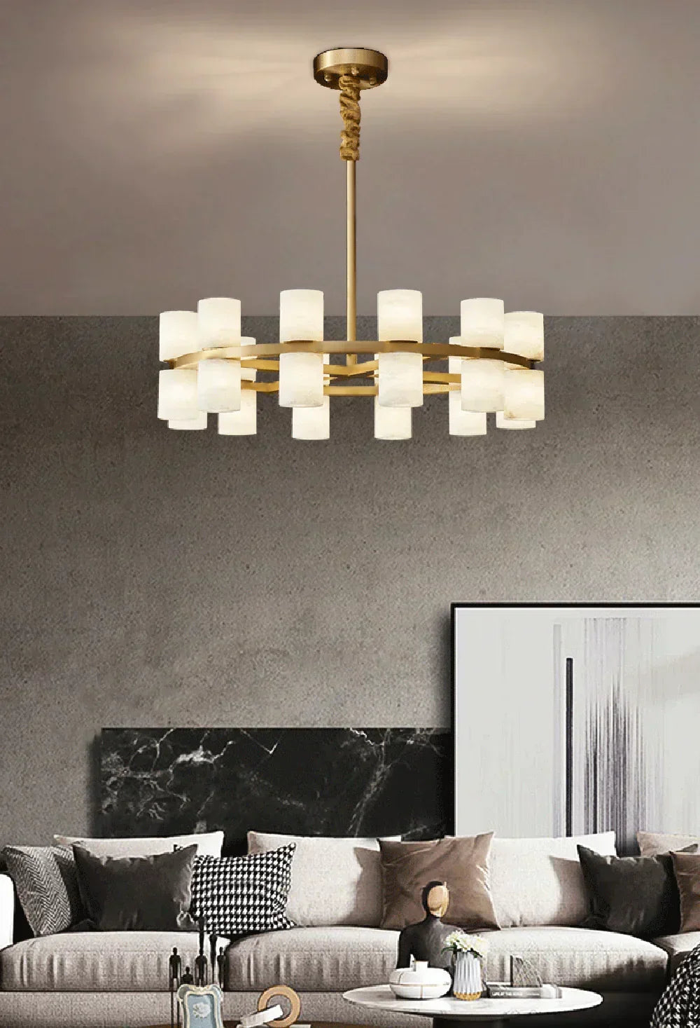 Modern Tabitha Alabaster Chandelier – Alabaster detail 5
