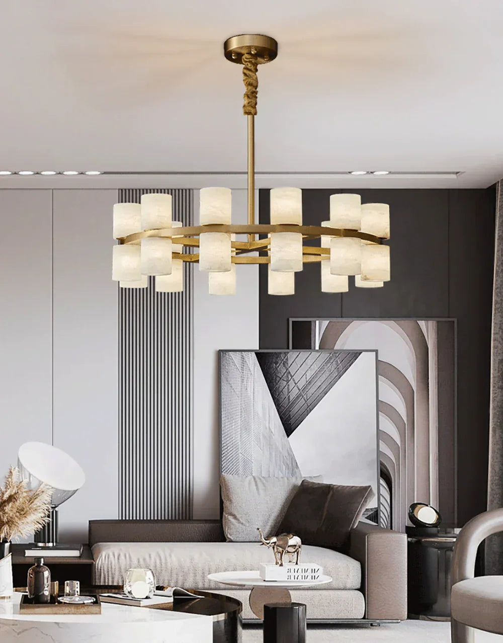 Modern Tabitha Alabaster Chandelier – Alabaster detail 8