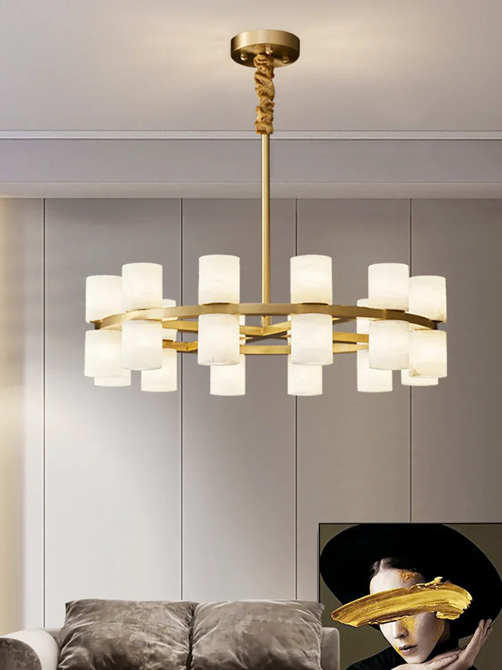 Modern Tabitha Alabaster Chandelier – Alabaster detail 6