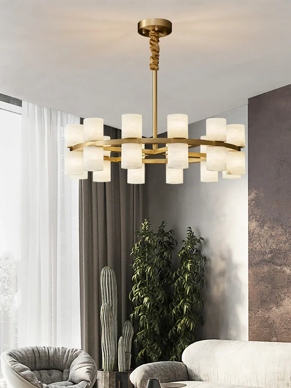 Modern Tabitha Alabaster Chandelier – Alabaster detail 9