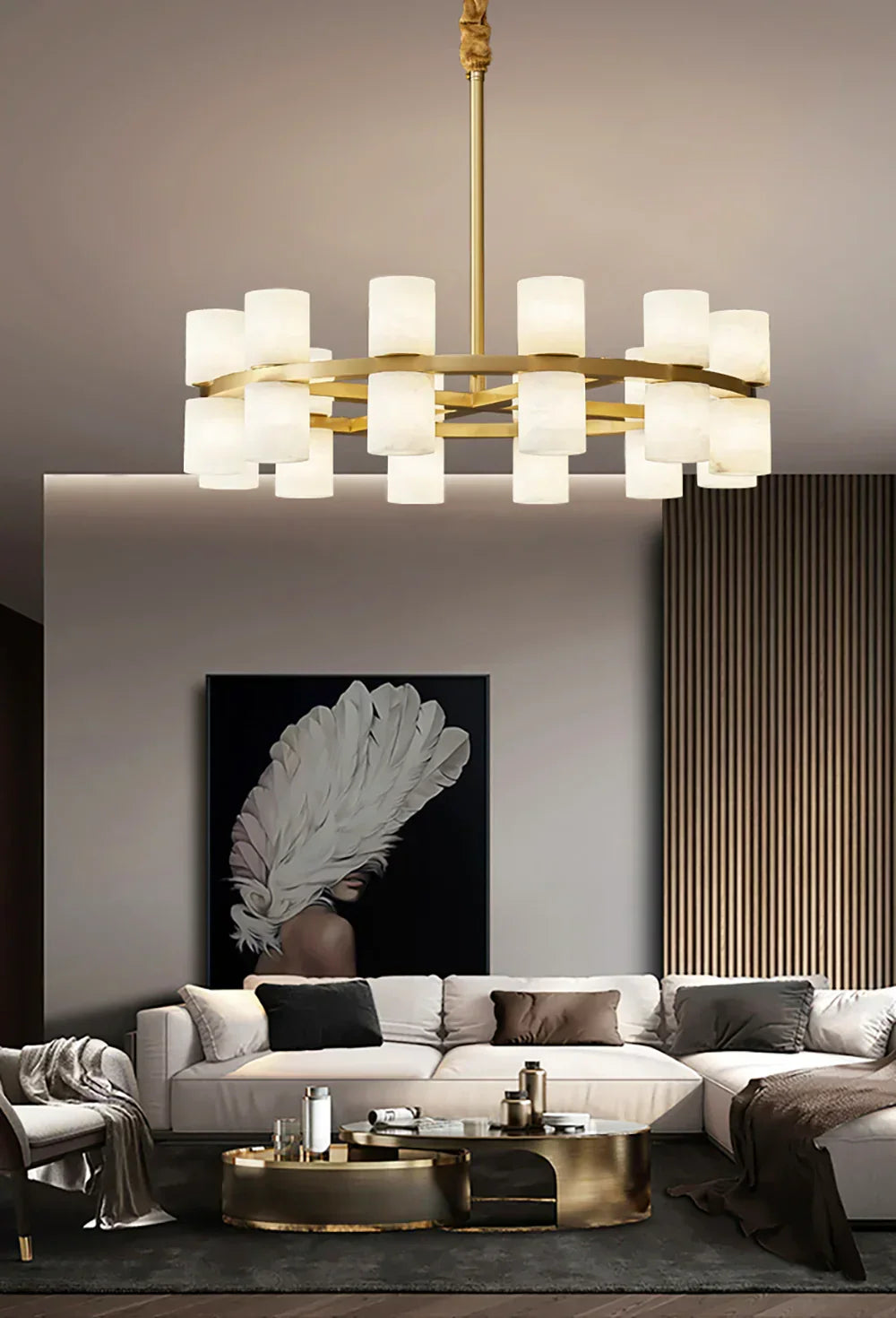 Modern Tabitha Alabaster Chandelier – Alabaster detail 7