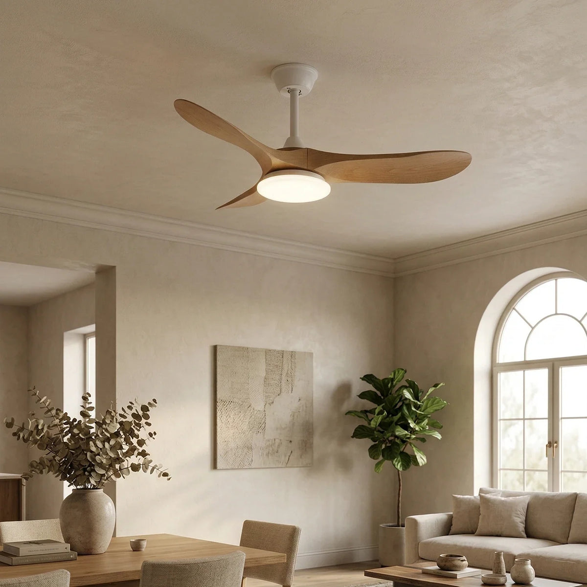 Modern Virelo Tri-Blade Copper Ceiling Fan Light – Copper detail 4