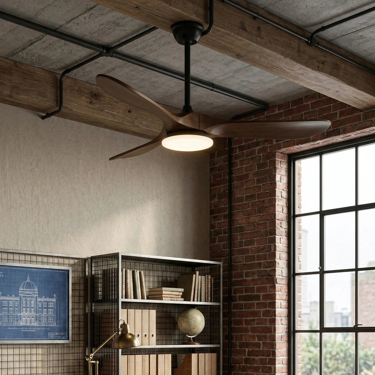Modern Virelo Tri-Blade Copper Ceiling Fan Light – Copper detail 7