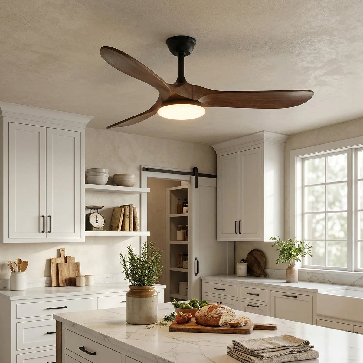 Modern Virelo Tri-Blade Copper Ceiling Fan Light – Copper detail 2