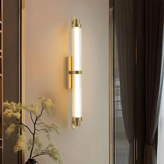 Modern Stainless Steel Glass Tube Wall Sconce