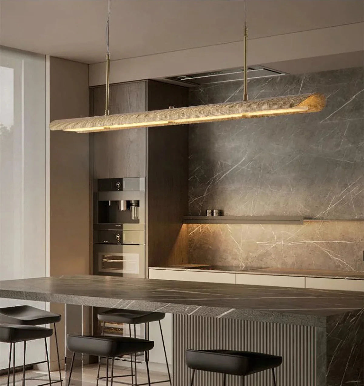 Modern Linear Alabaster Pendant Light – Alabaster detail 3