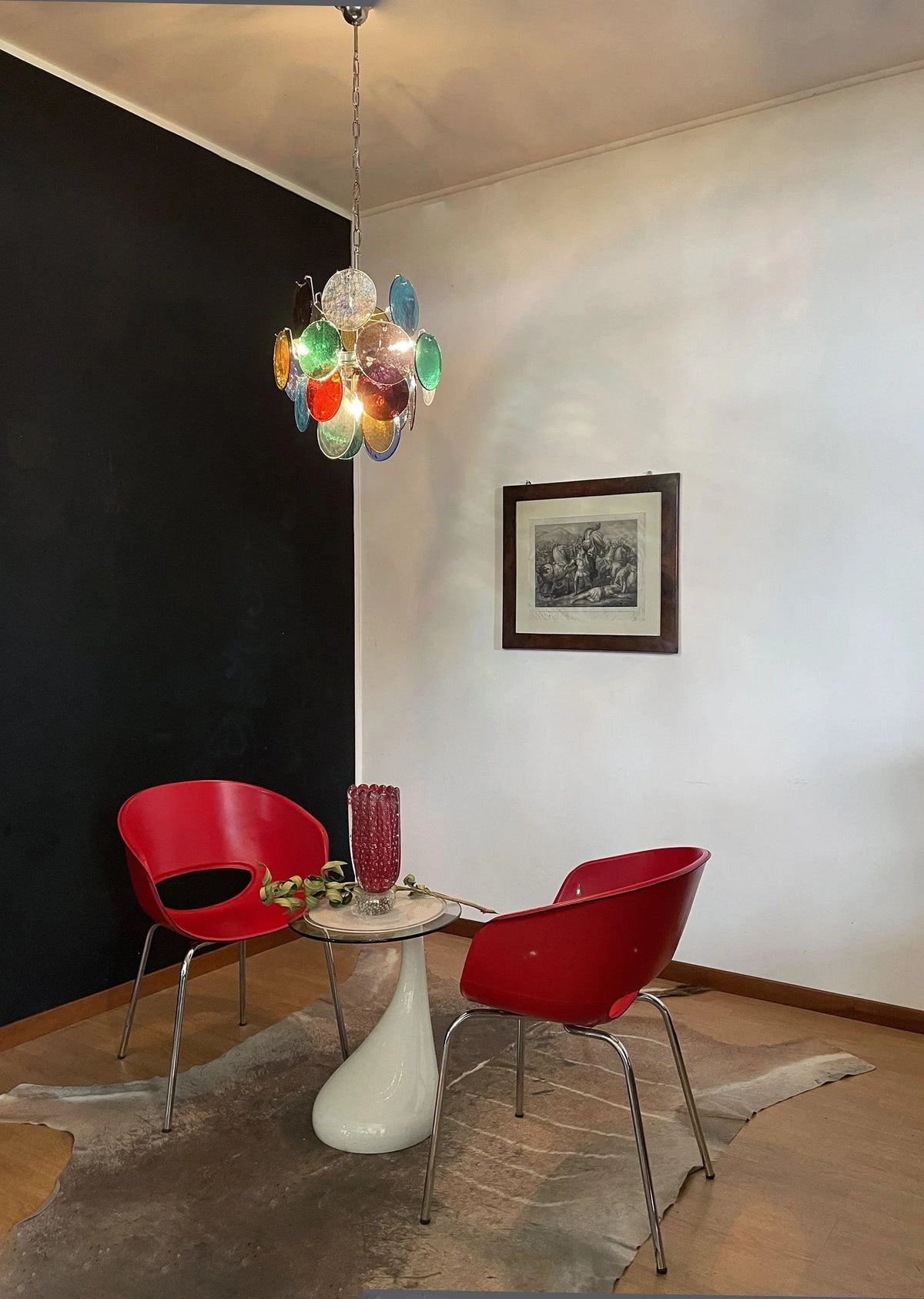 Colored Disc Glass Chandelier – Glass detail 3