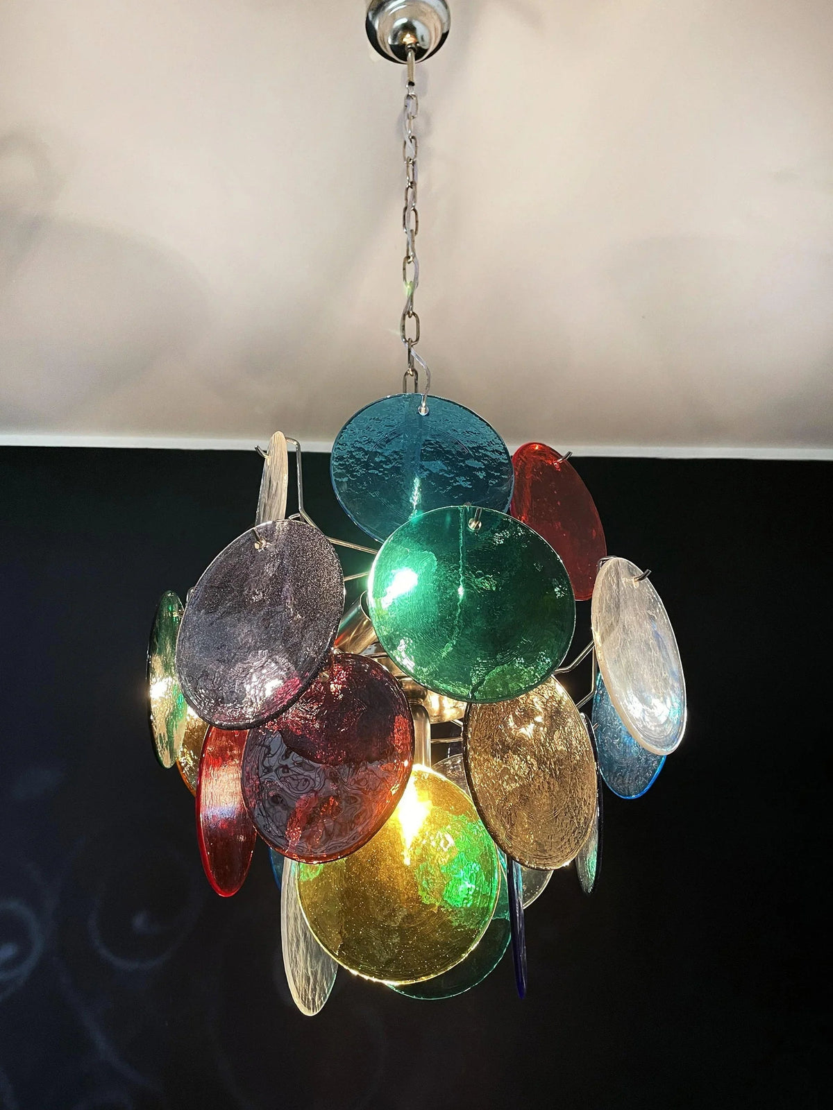 Colored Disc Glass Chandelier – Glass detail 10