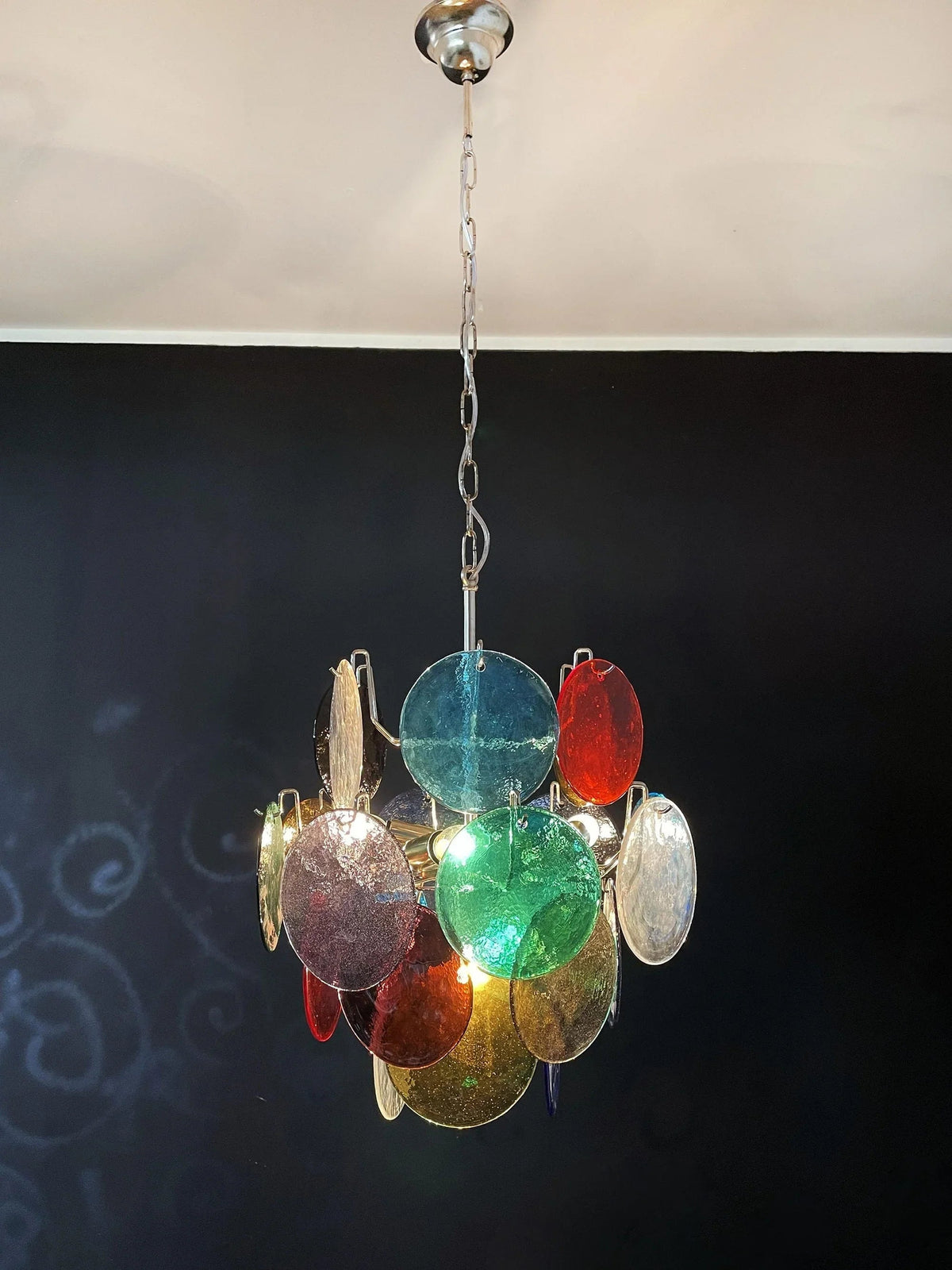 Colored Disc Glass Chandelier – Glass detail 11